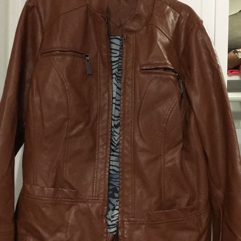 Brown leather jacket